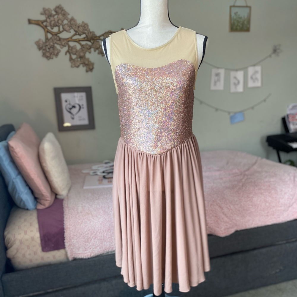 Beautiful Sequin Gold And Tan Dress